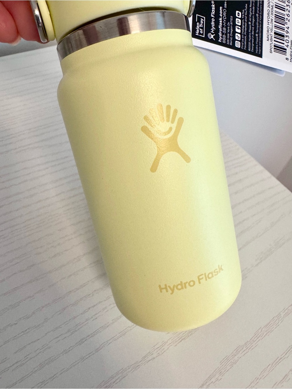 Hydro Flask Spotlight Yellow Mini Water Bottle Micro Hydro, 6.7 oz - Picture 2 of 6